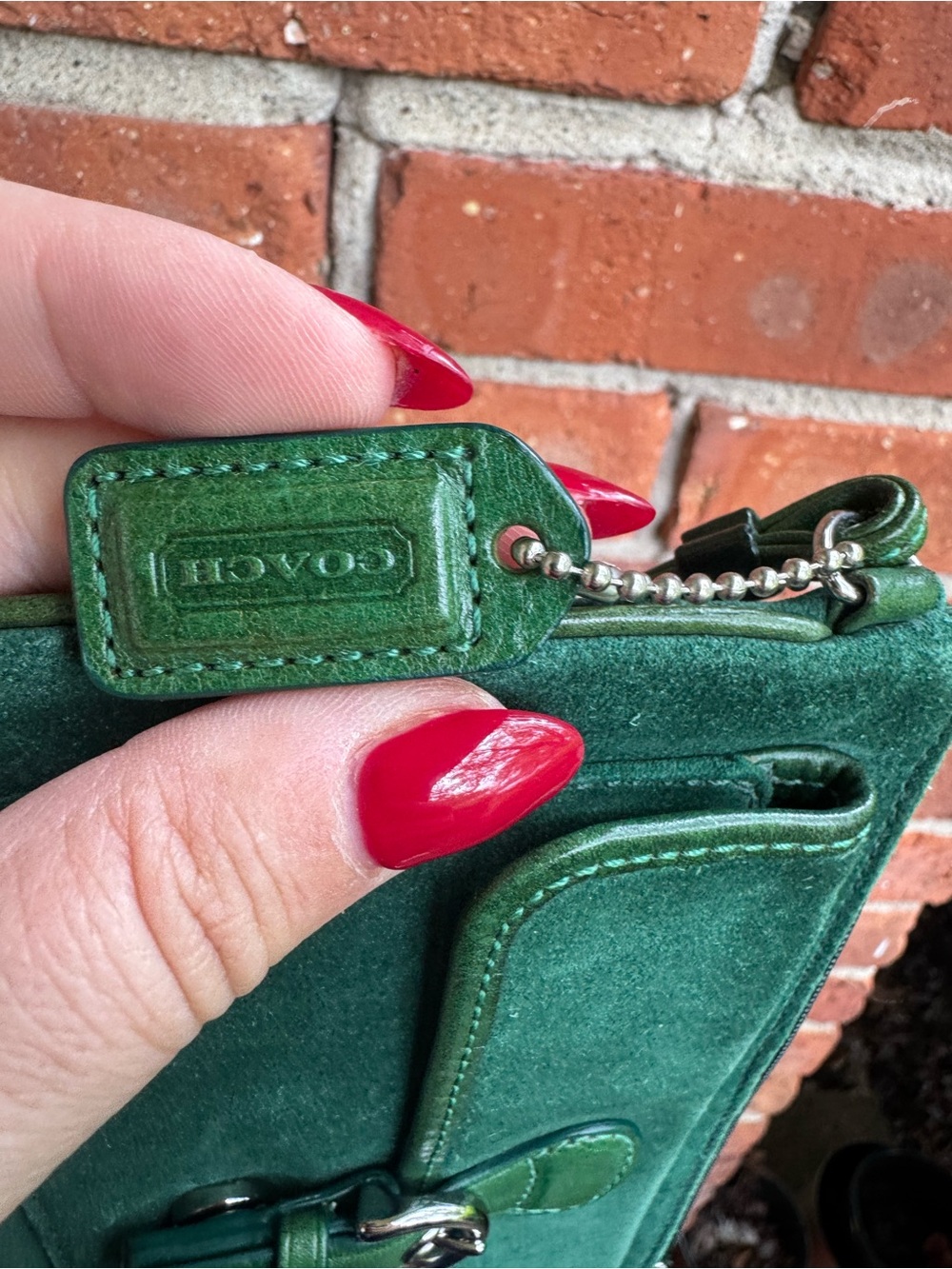 Vintage COACH soho emerald green suede purse wristlet - Picture 15 of 15